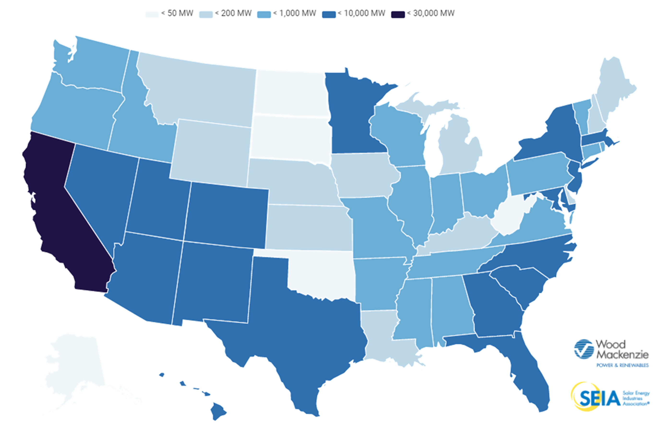 Cumulative US Solar Installation by State