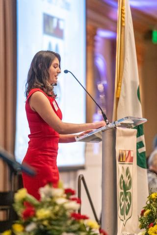 4-Her speaking at podium