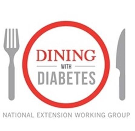 Dining with Diabetes Logo with red plate and grey fork and knife