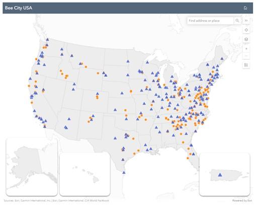 a map of bee city locations