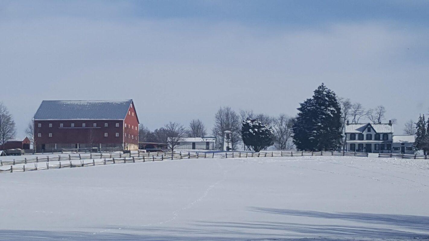 Picture of extension office farm with snow