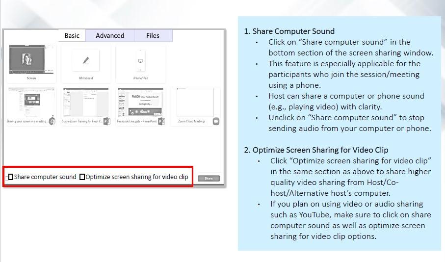 A diagram on how to share your screen continued.